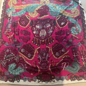 Hermes cashmere and silk scarf  "Sous L'Egide de Mars"